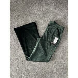 Women's Express Emerald Green Velvet Pants NWT 14 Long High Rise Wide Leg